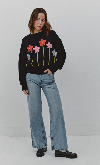 Black Fleur Multi-Coloured Floral Jumper