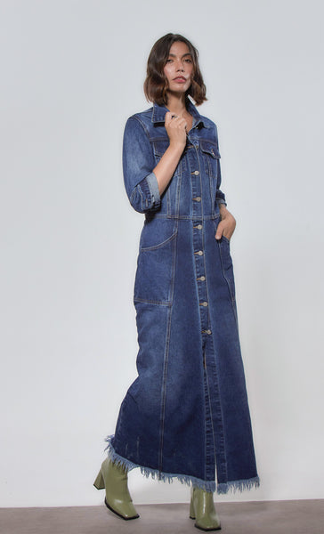 Buy krishnvatika Denim Co. Women's Denim Skater Maxi Dress (Large, Light  Blue) at Amazon.in