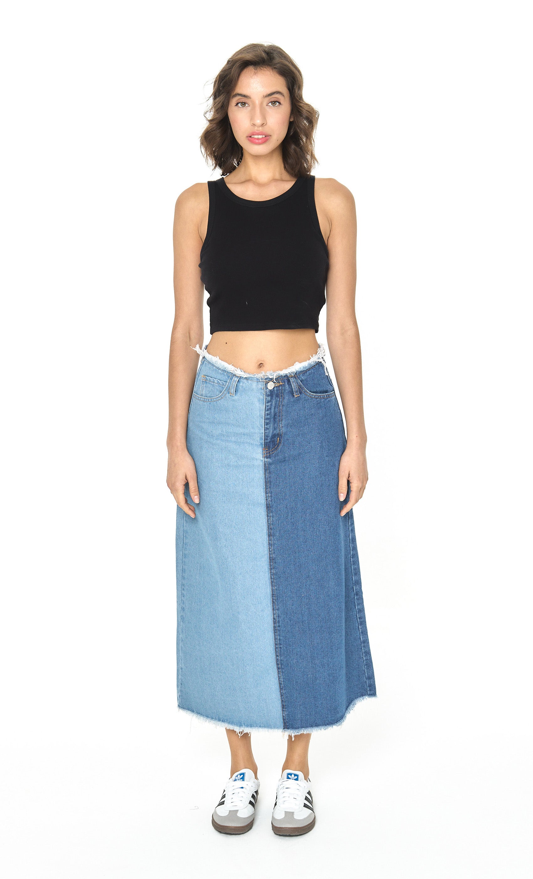 High Rise Long Skirt Medium Blue Premium Denim | NYDJ – NYDJ UK