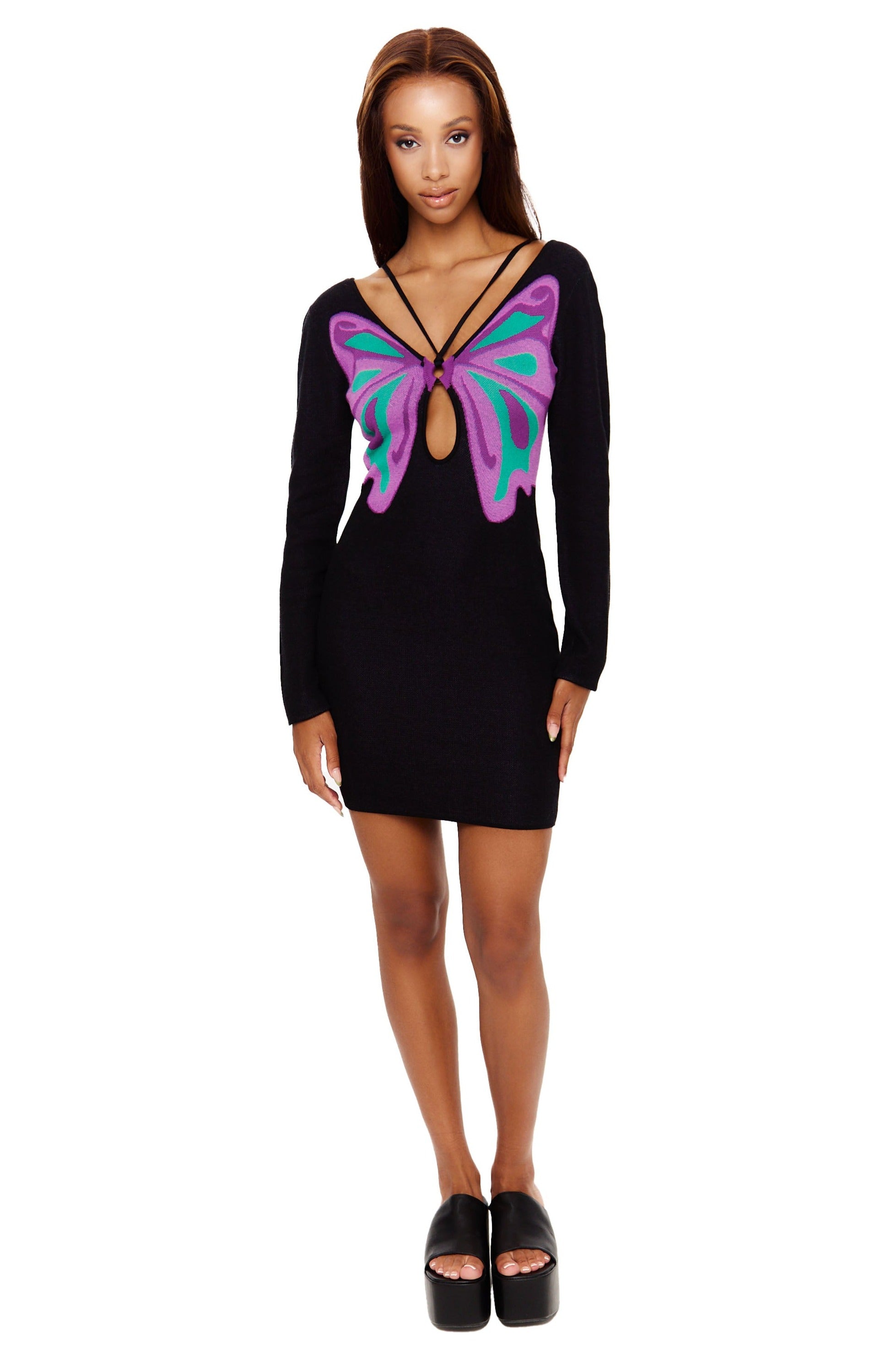 Butterfly Cut Out Knit Mini Dress